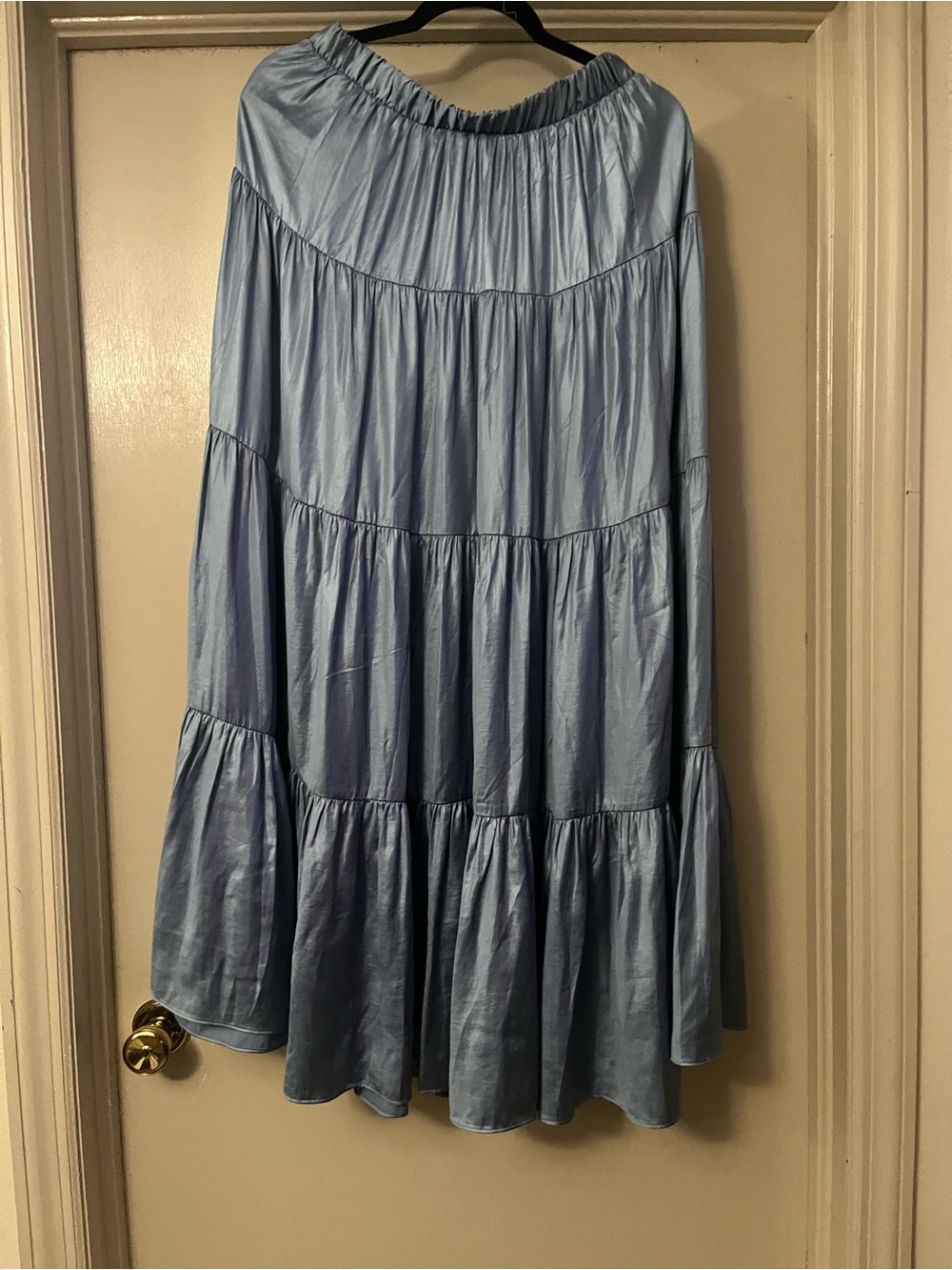 Philosophy Sky Blue Tiered Silky Maxi Skirt
